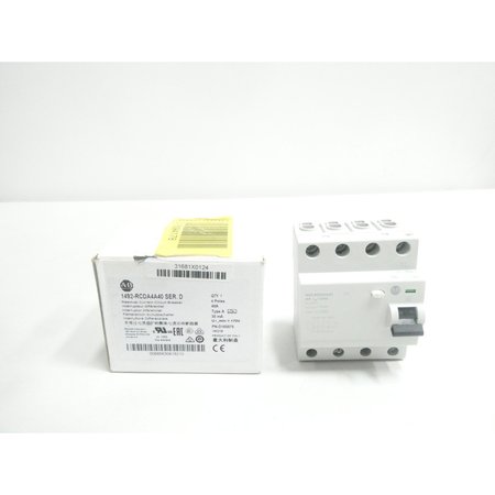 ALLEN BRADLEY Miniature Circuit Breaker, 40A, 4 Pole, 170V AC 1492-RCDA4A40